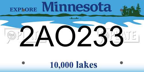 2AO233 Minnesota License Plate