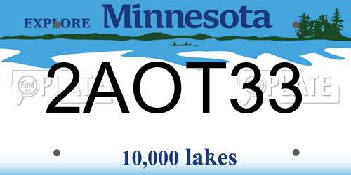 2AOT33 Minnesota License Plate