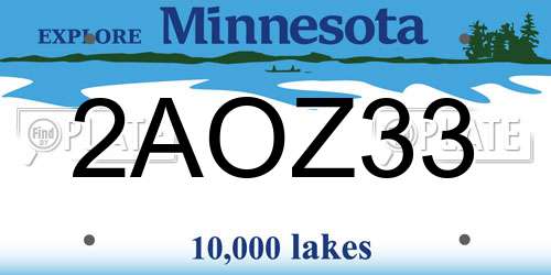 2AOZ33 Minnesota License Plate