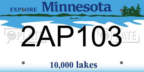 2AP103 Minnesota License Plate