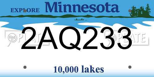 2AQ233 Minnesota License Plate