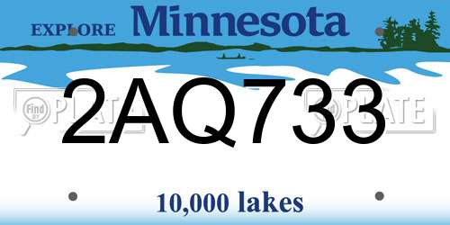 2AQ733 Minnesota License Plate