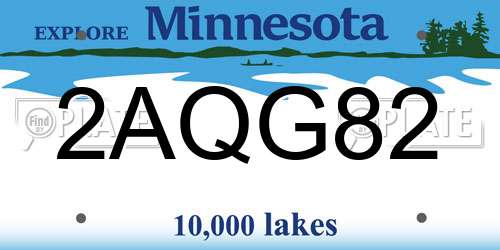 2AQG82 Minnesota License Plate