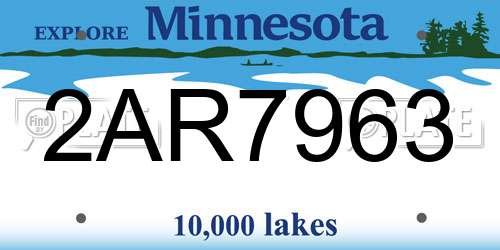 2AR7963 Minnesota License Plate
