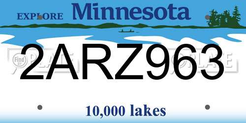 2ARZ963 Minnesota License Plate