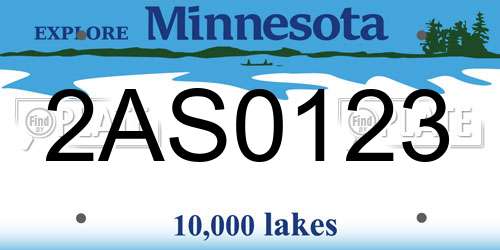 2AS0123 Minnesota License Plate
