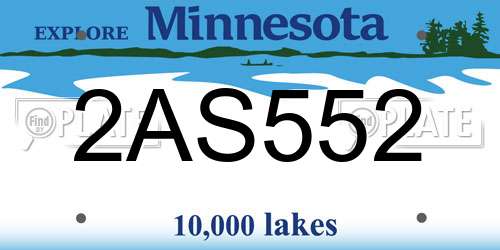 2AS552 Minnesota License Plate