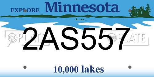 2AS557 Minnesota License Plate