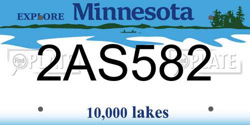2AS582 Minnesota License Plate