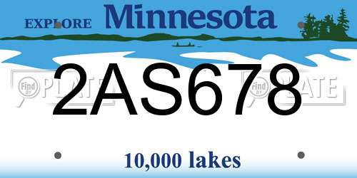 2AS678 Minnesota License Plate