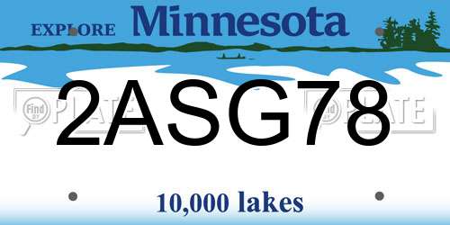2ASG78 Minnesota License Plate
