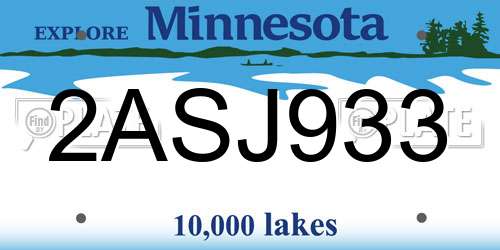 2ASJ933 Minnesota License Plate