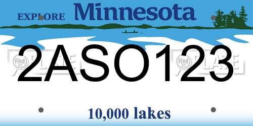 2ASO123 Minnesota License Plate