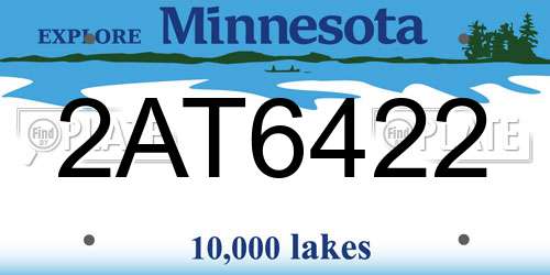 2AT6422 Minnesota License Plate
