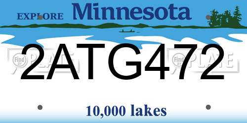 2ATG472 Minnesota License Plate