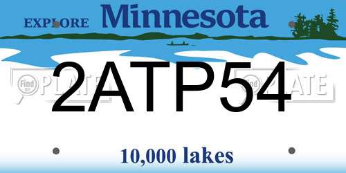 2ATP54 Minnesota License Plate
