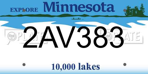 2AV383 Minnesota License Plate