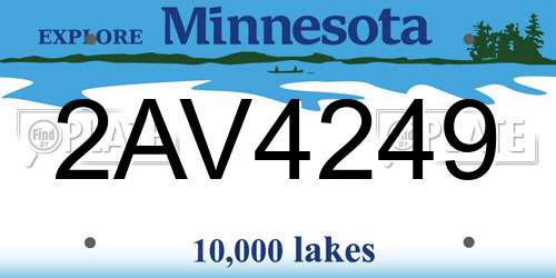 2AV4249 Minnesota License Plate