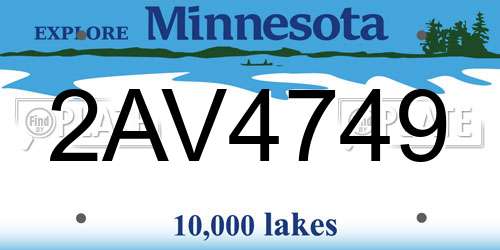 2AV4749 Minnesota License Plate