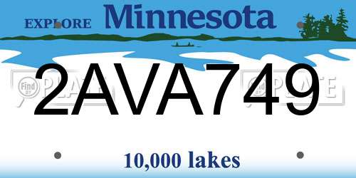 2AVA749 Minnesota License Plate
