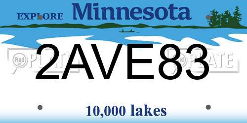 2AVE83 Minnesota License Plate