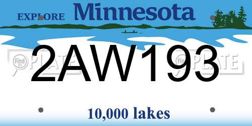 2AW193 Minnesota License Plate
