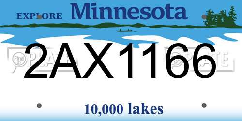 2AX1166 Minnesota License Plate