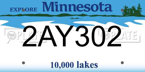 2AY302 Minnesota License Plate