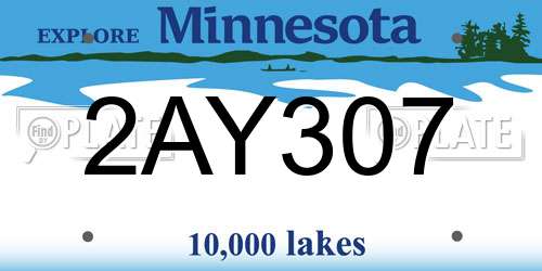 2AY307 Minnesota License Plate
