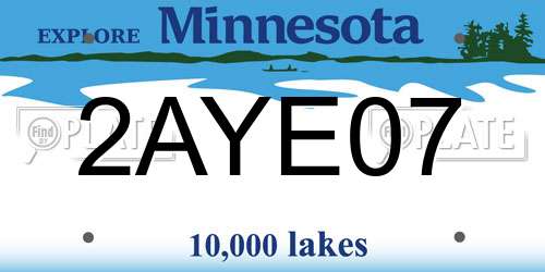 2AYE07 Minnesota License Plate