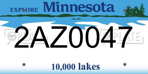 2AZ0047 Minnesota License Plate