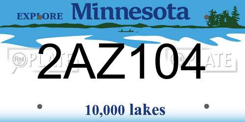 2AZ104 Minnesota License Plate