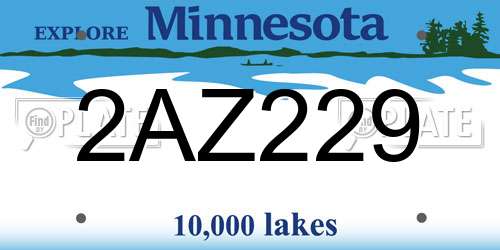 2AZ229 Minnesota License Plate