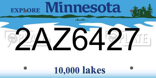 2AZ6427 Minnesota License Plate