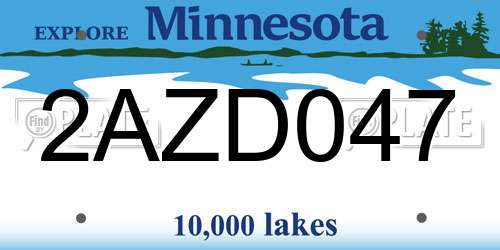 2AZD047 Minnesota License Plate