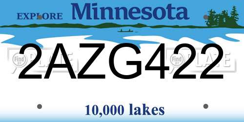2AZG422 Minnesota License Plate