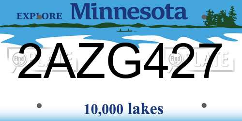 2AZG427 Minnesota License Plate