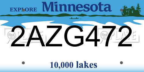 2AZG472 Minnesota License Plate
