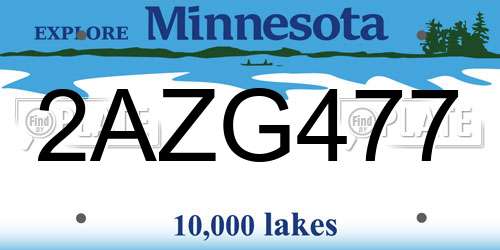 2AZG477 Minnesota License Plate
