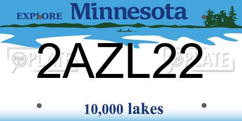 2AZL22 Minnesota License Plate