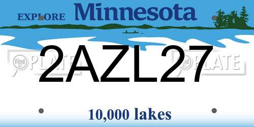 2AZL27 Minnesota License Plate
