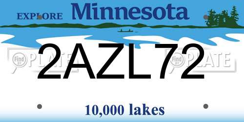 2AZL72 Minnesota License Plate