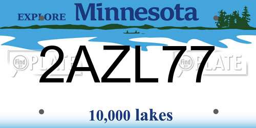 2AZL77 Minnesota License Plate