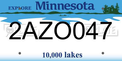 2AZO047 Minnesota License Plate