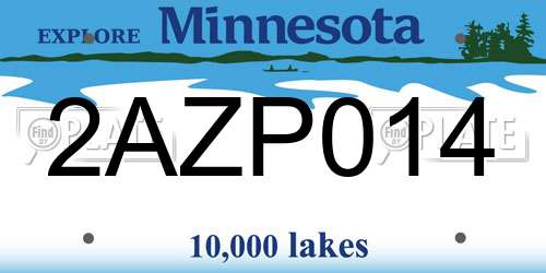 2AZP014 Minnesota License Plate