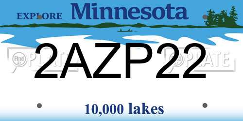 2AZP22 Minnesota License Plate