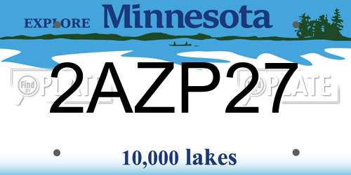 2AZP27 Minnesota License Plate