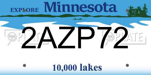2AZP72 Minnesota License Plate