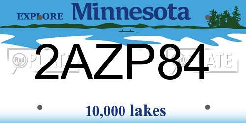 2AZP84 Minnesota License Plate