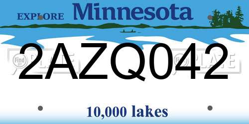 2AZQ042 Minnesota License Plate
